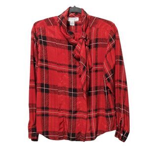 CHRISTIAN DIOR Vintage Plaid Pussybow Blouse 6